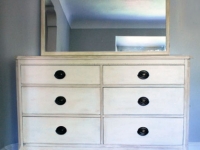 Mahogany dresser in white with heavy antiquing