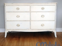 mahogany dresser with gentle distressing
