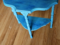 Half-moon table in Provence with blue & white dry brushing