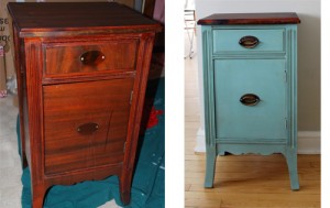 Before and After pics of bedside table