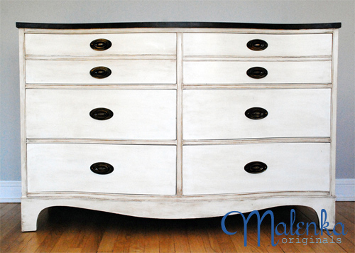 Bow front dresser in Old White
