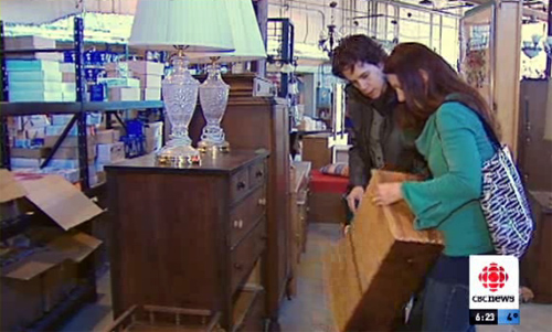 Patrick and me sizing up a dresser.