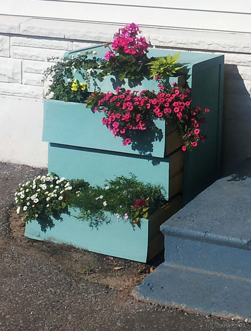 Dresser turned flower planter at Malenka Originals