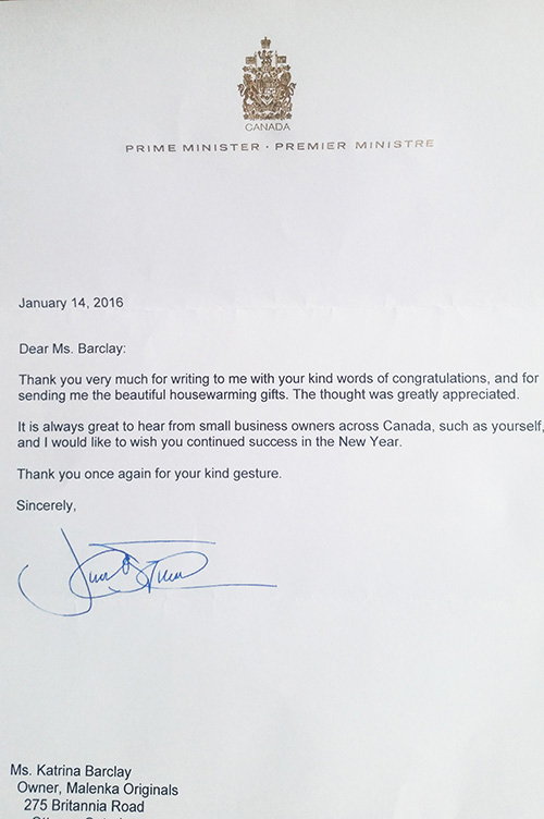 Letter from Prime Minister Justin Trudeau